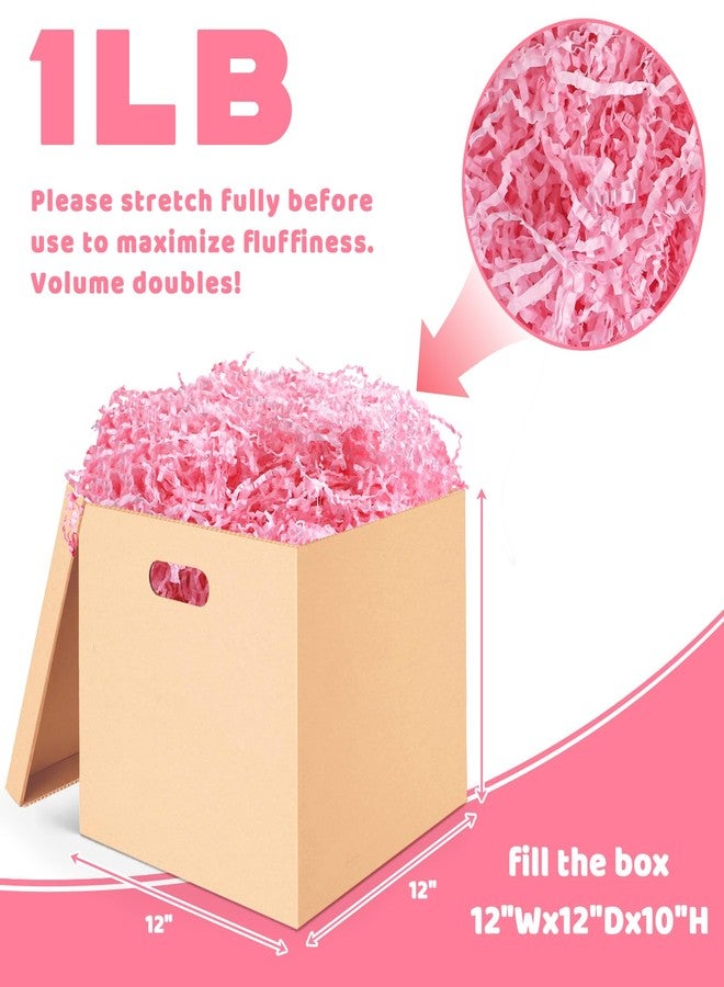 Resflyar 1 LB Crinkle Cut Paper Shred Filler, Pink Crinkle Shredded Paper for Gift Wrapping Basket Filling, Grass Cushion Stuffing for Birthday Wedding Christmas Thanksgiving Decorative Box Wrapping Supplies - Image 2
